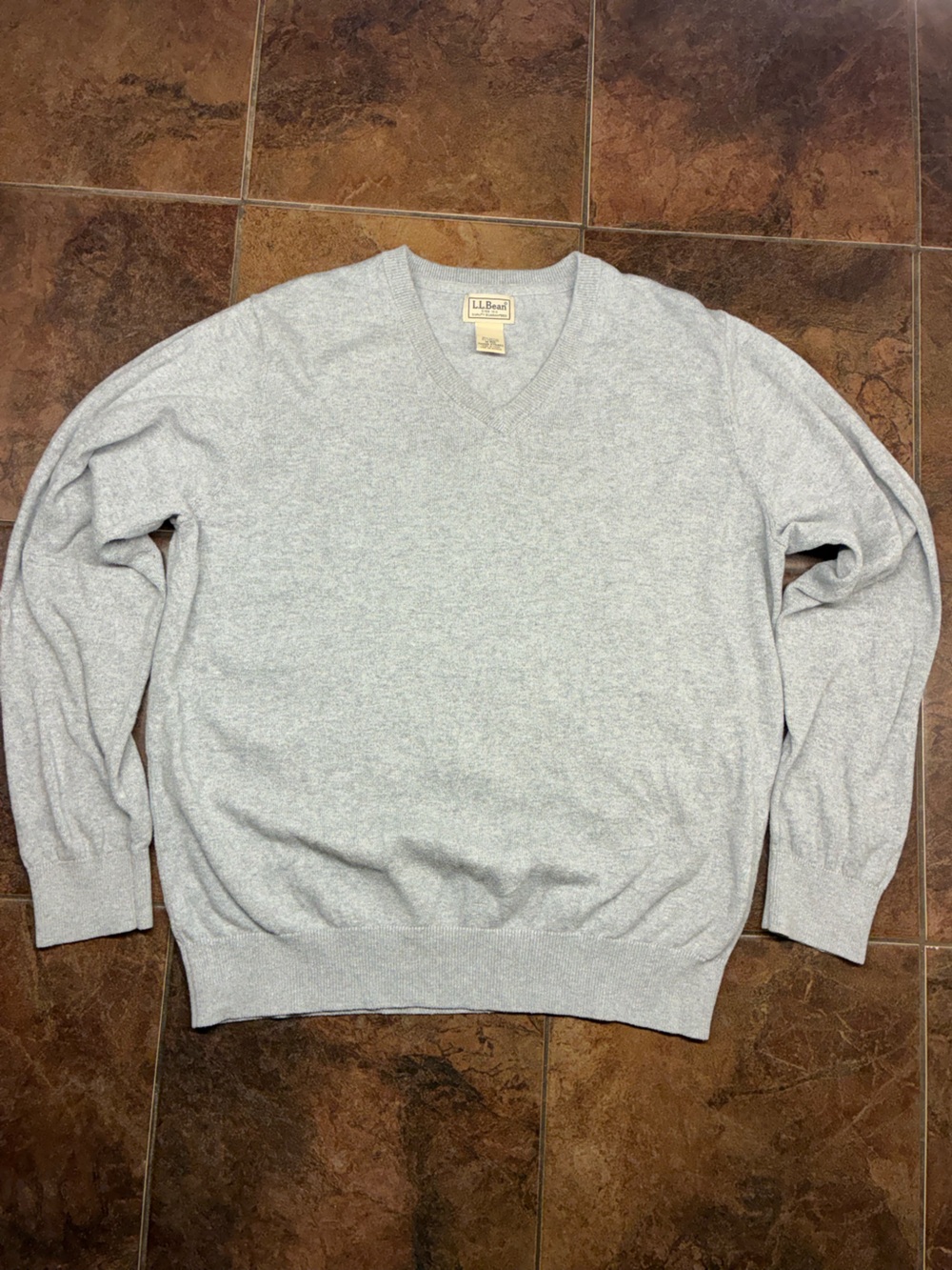 L.L. Bean Heather Light Gray V-Neck Men's Sweater